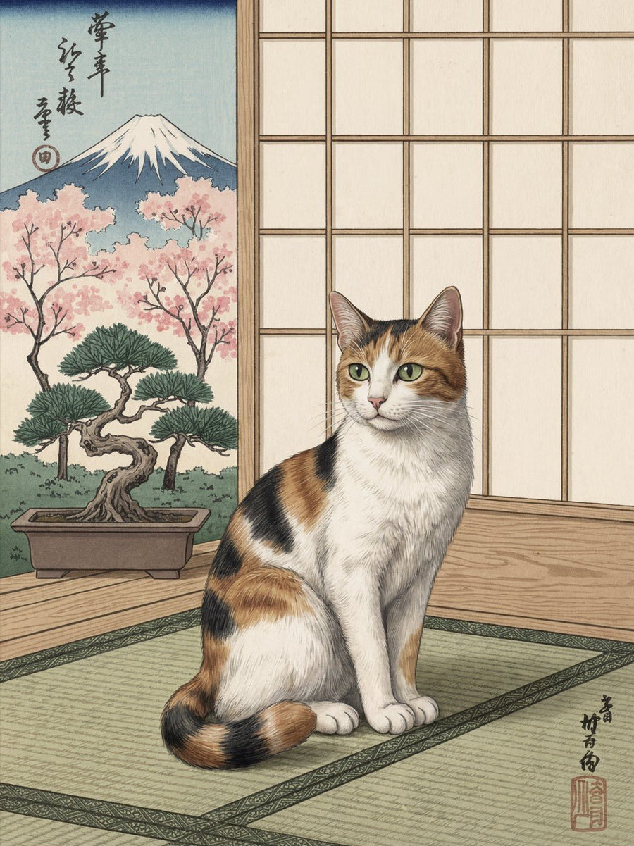 Ukiyo-E Japanese Vintage Cat Wall Art