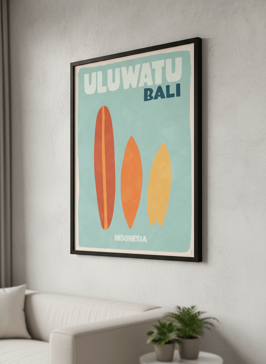 Modern wall art styled above a sofa in a neutral living room