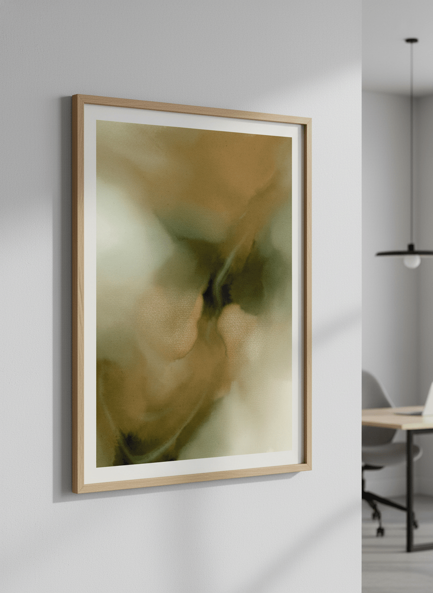 Contemporary wall art featured in a bright modern office workspace