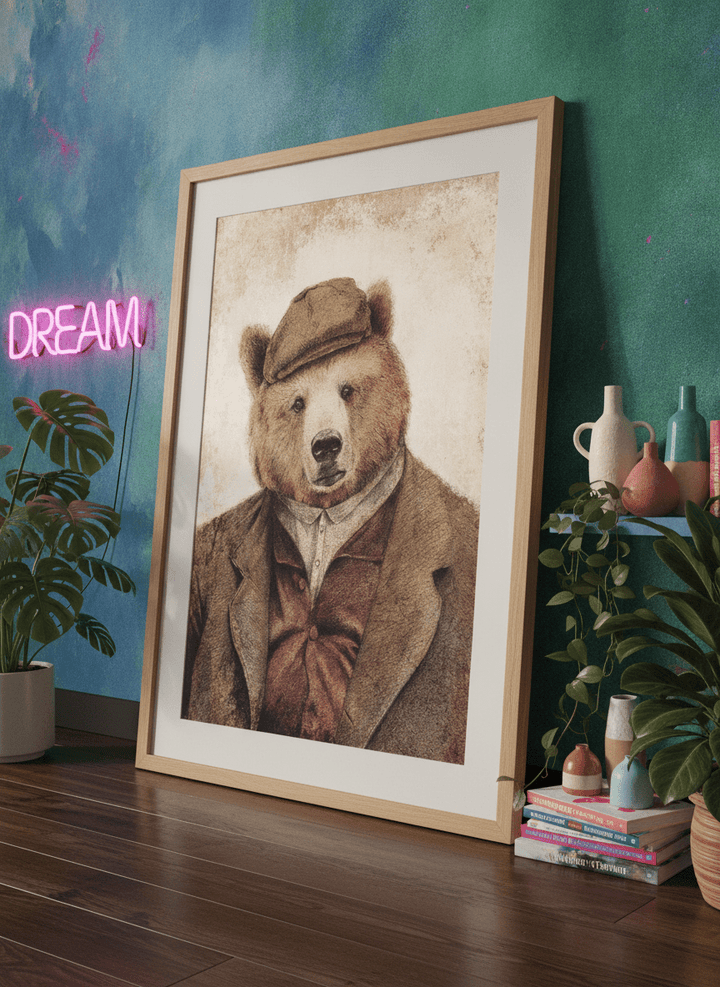 Bold wall art styled in a colourful, eclectic modern home