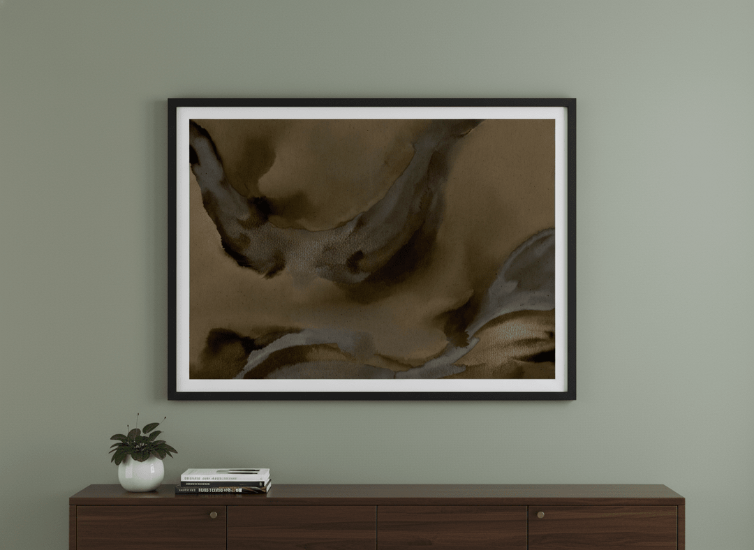 Wall art styled above a dining table in a contemporary home
