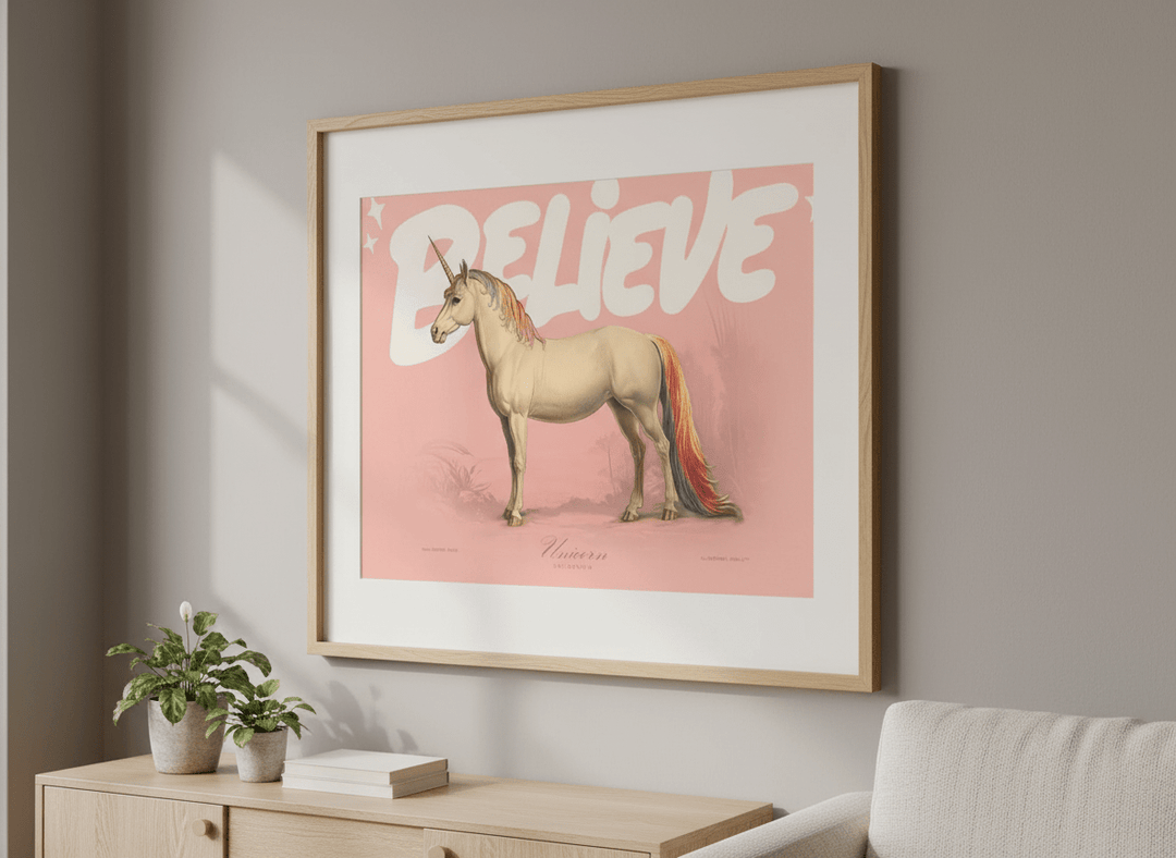 Modern wall art styled above a sofa in a neutral living room