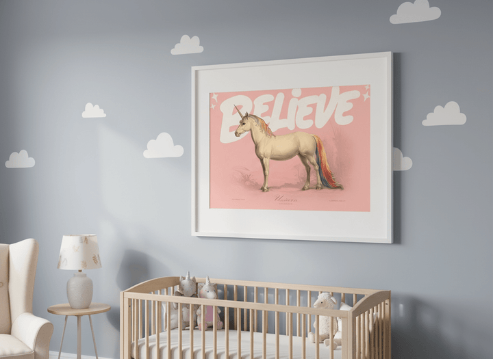 Soft neutral wall art styled in a serene nursery with pastel tones