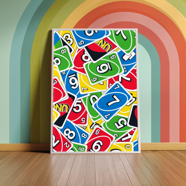 Uno Coloured Stacked Cards Portrait Print