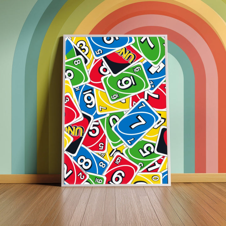Uno Coloured Stacked Cards Portrait Print wall - art - picture - poster