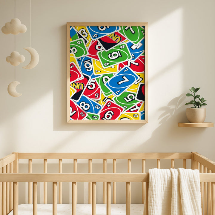 Uno Coloured Stacked Cards Portrait Print wall - art - picture - poster