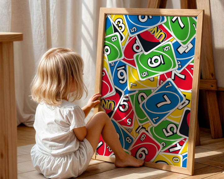 Uno Coloured Stacked Cards Portrait Print wall - art - picture - poster