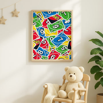 Uno Coloured Stacked Cards Portrait Print wall - art - picture - poster