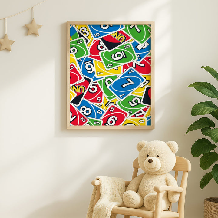 Uno Coloured Stacked Cards Portrait Print wall - art - picture - poster
