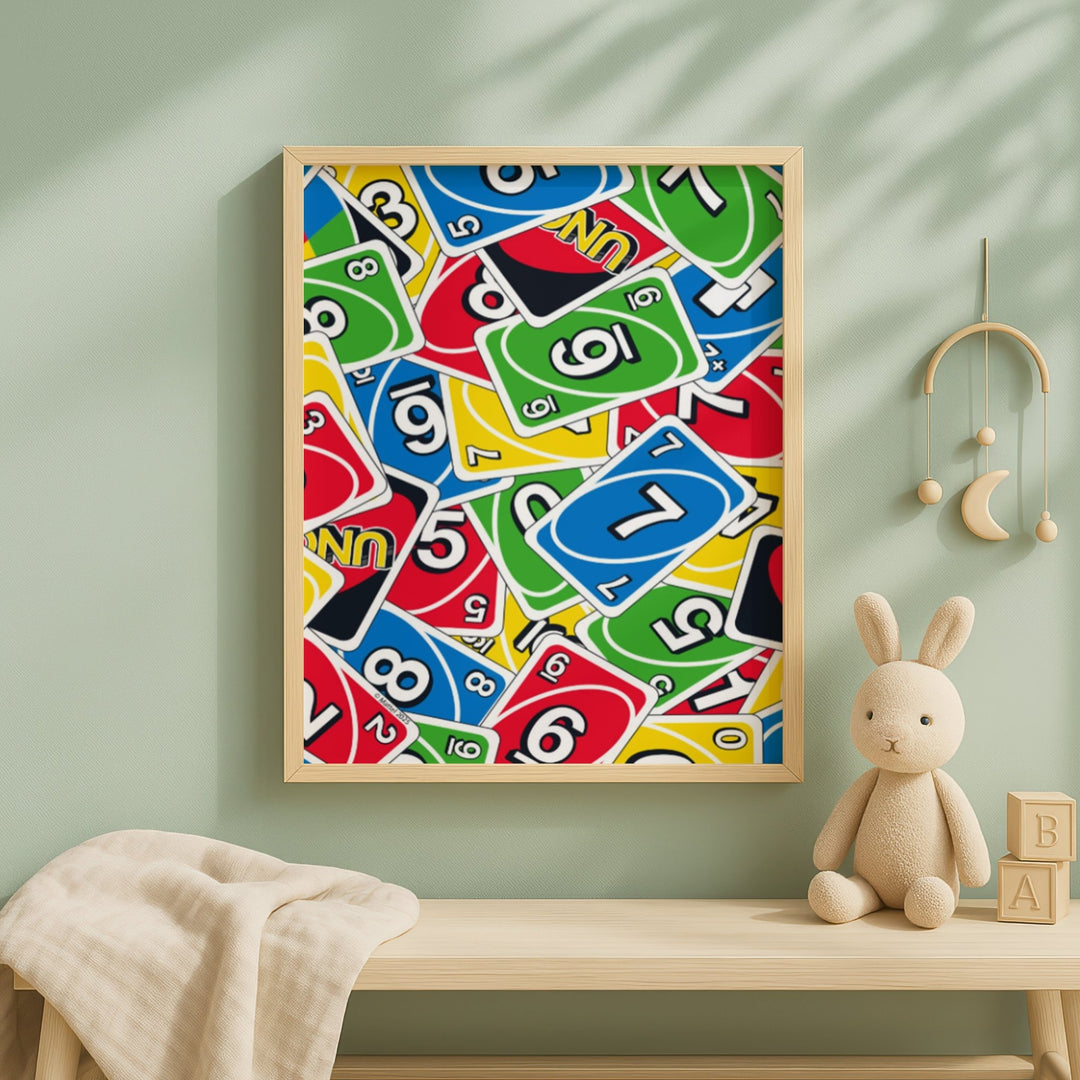 Uno Coloured Stacked Cards Portrait Print wall - art - picture - poster