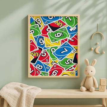 Uno Coloured Stacked Cards Portrait Print wall - art - picture - poster