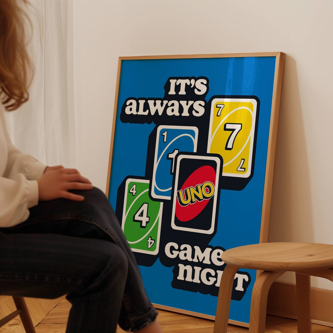 Uno It's Always Game Night Portrait Print wall - art - picture - poster
