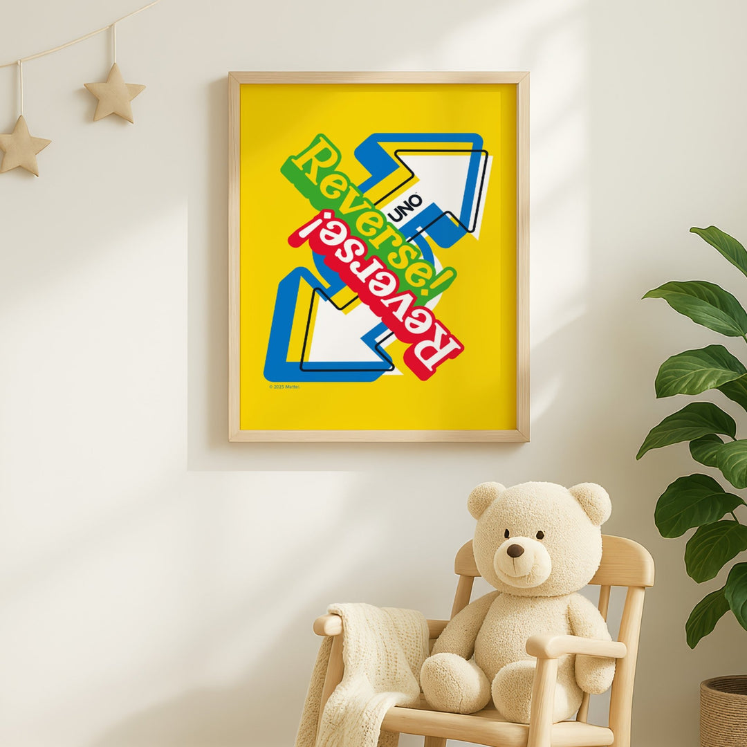Uno Reversed Wall Art Yellow Retro Print wall - art - picture - poster