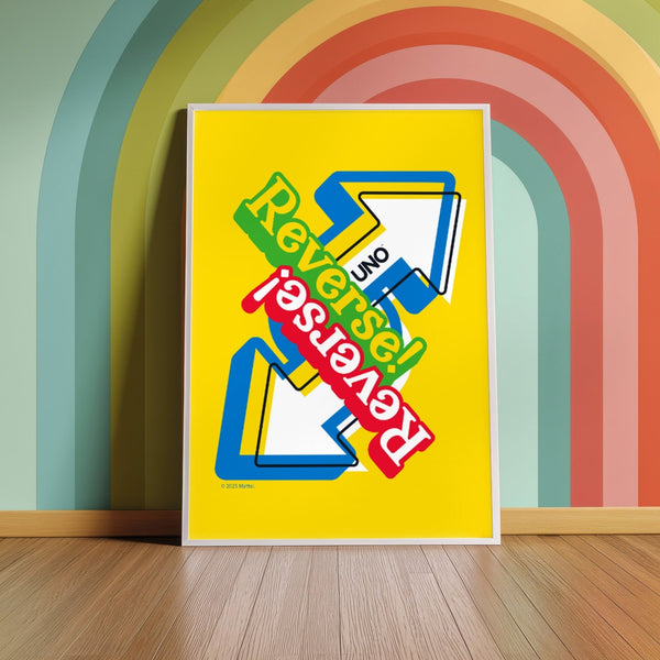 Uno Reversed Wall Art Yellow Retro Print