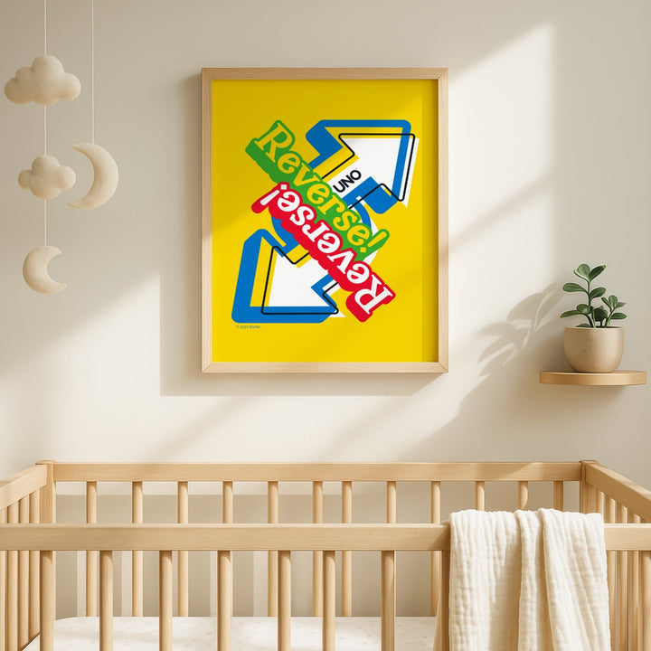 Uno Reversed Wall Art Yellow Retro Print wall - art - picture - poster