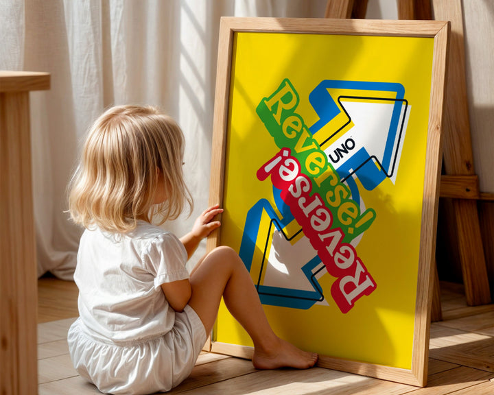 Uno Reversed Wall Art Yellow Retro Print wall - art - picture - poster