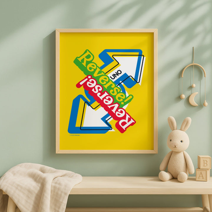 Uno Reversed Wall Art Yellow Retro Print wall - art - picture - poster