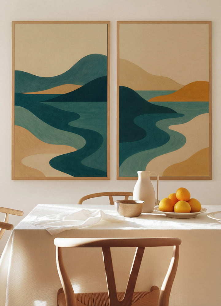 Set of 2 Abstract Coastal Mirage Prints