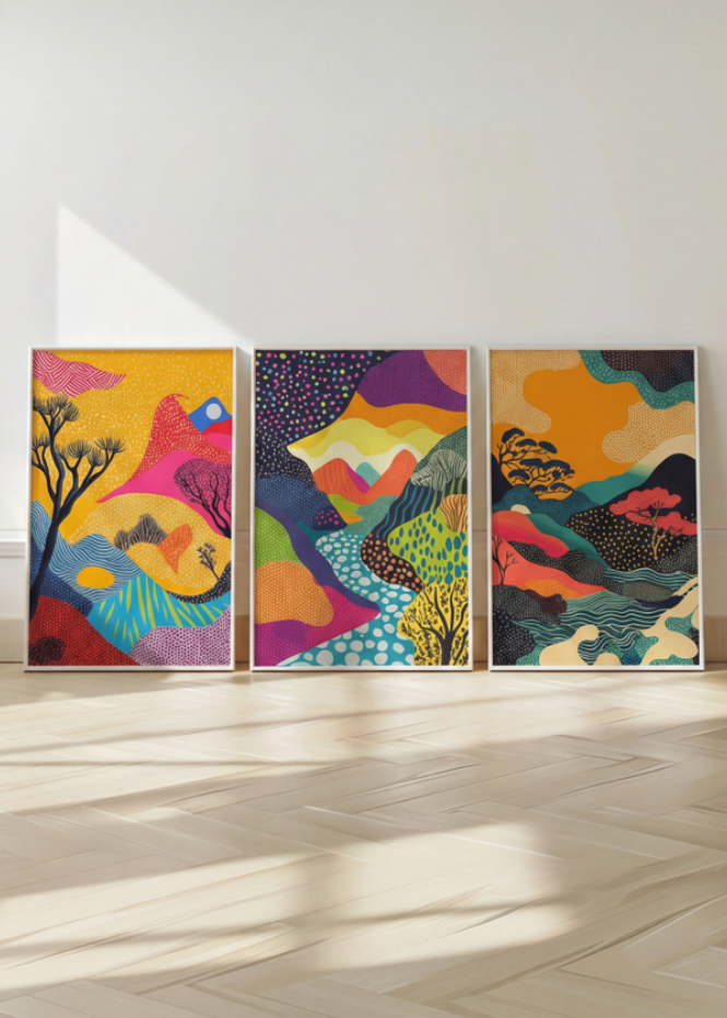 Japanese Abstract Pop Art Trio