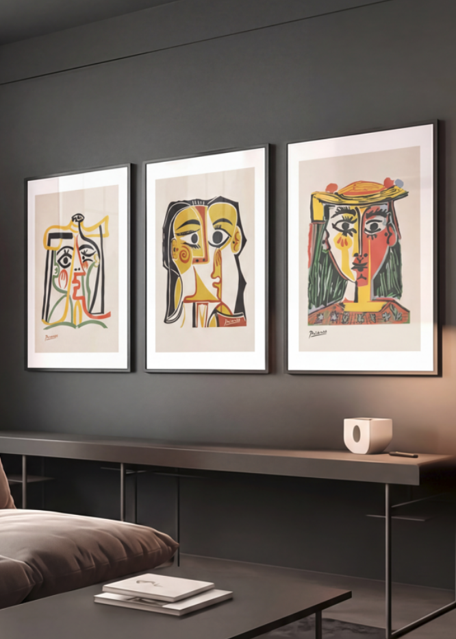 Cubism Multicolor Trio Wall Prints - Set of 3