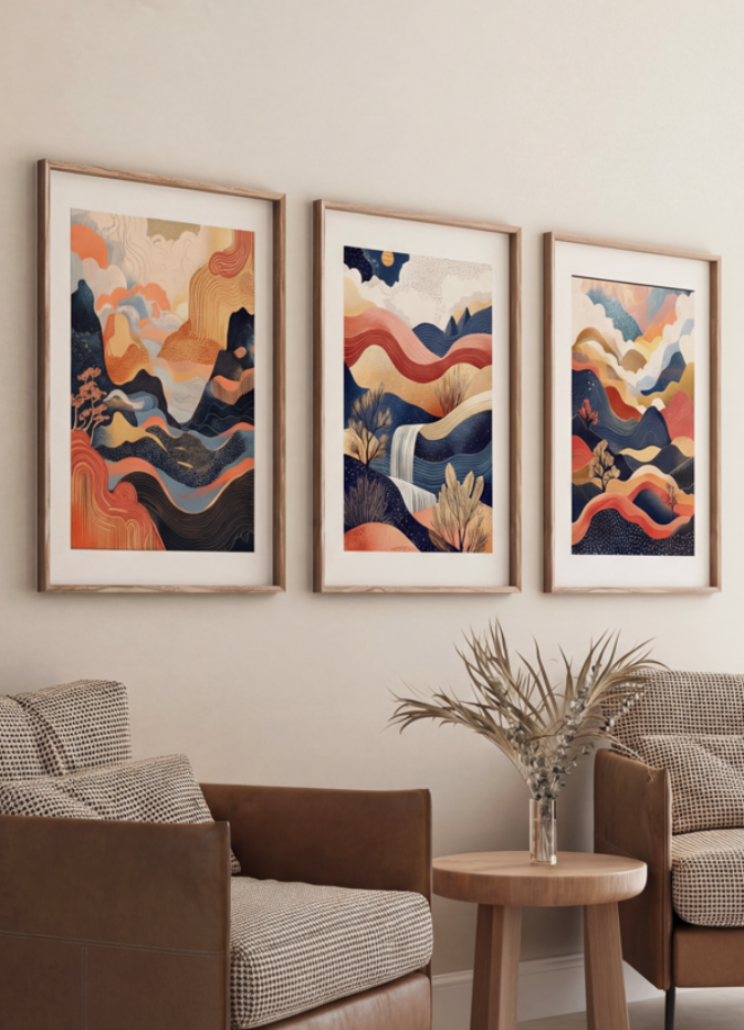 Surreal Japanese Dreams Set of 3 Abstract Prints