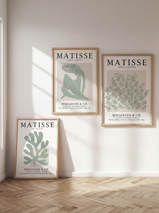 Sage Wall Prints by Henri Matisse - Set of 3