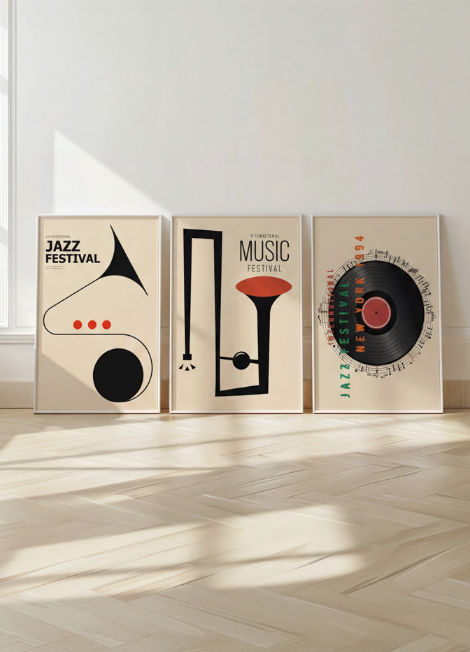 Jazz Vintage Festival Trio Music Prints