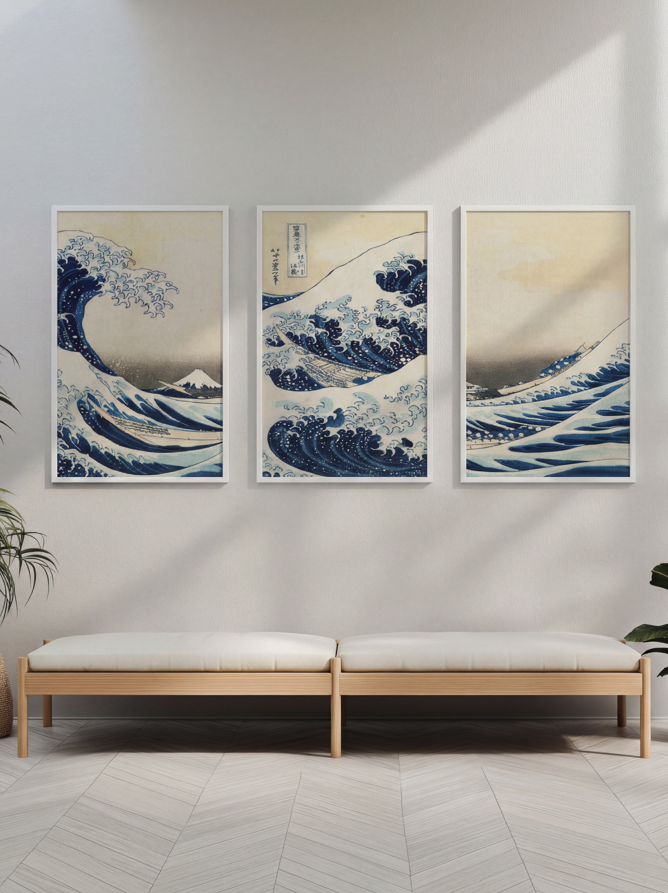 Great Wave Trio Hokusai Exhibition Prints