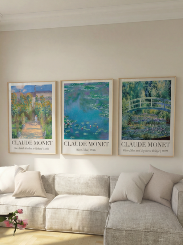 Claude Monet Set of 3 Wall Art Trio