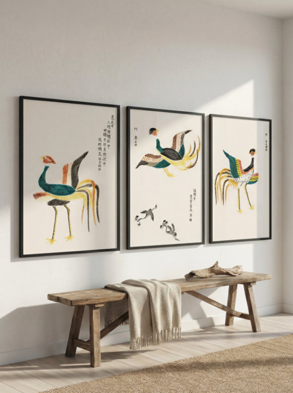 Set of 3 Japanese Wood Prints by Taguchi Tomoki