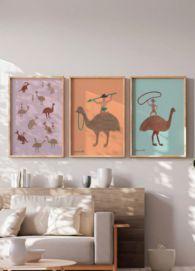 Set of 3 Deadly, Feather & Rope Indigenous Wall Art by Domica Hill