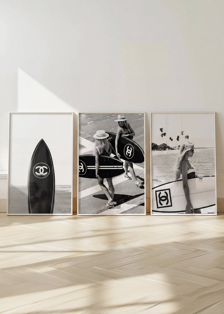 Set of 3 Chanel Surfer Girl Wall Art Photography