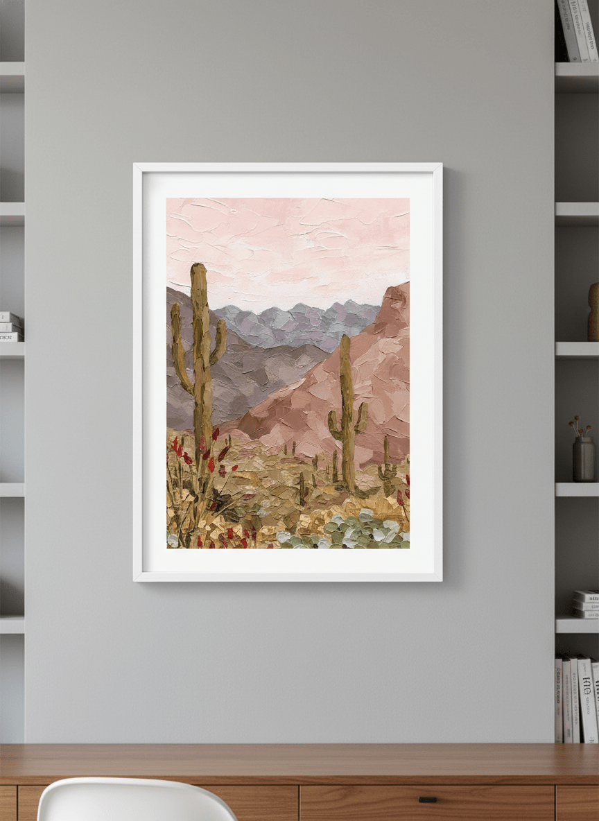 Contemporary wall art featured in a bright modern office workspace