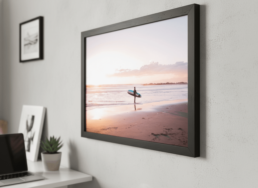 Contemporary wall art featured in a bright modern office workspace