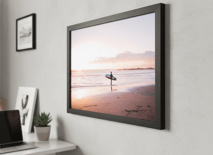 Contemporary wall art featured in a bright modern office workspace