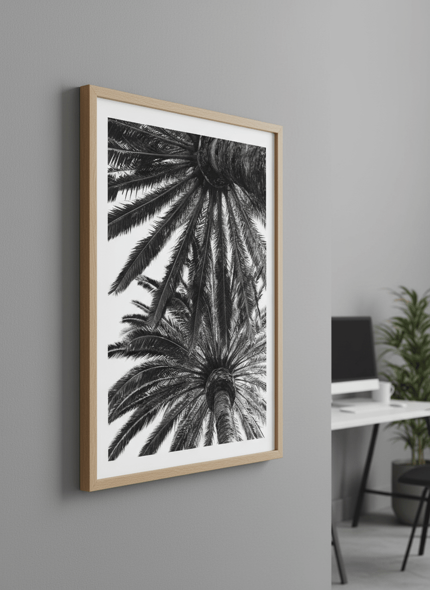 Contemporary wall art featured in a bright modern office workspace