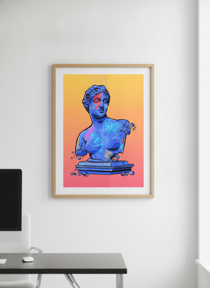 Contemporary wall art featured in a bright modern office workspace