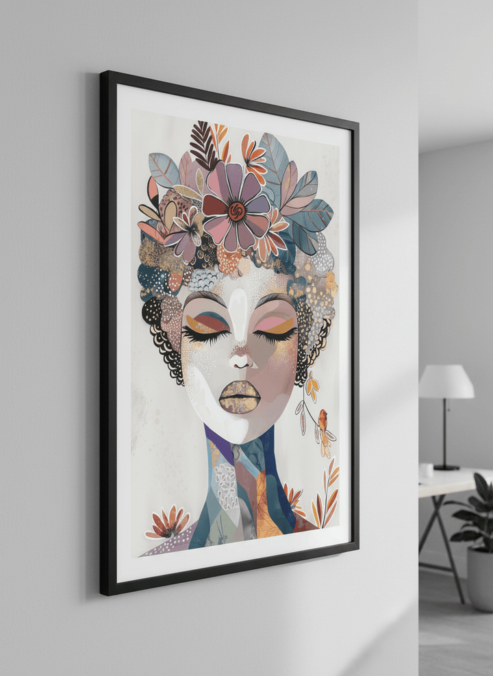 Contemporary wall art featured in a bright modern office workspace