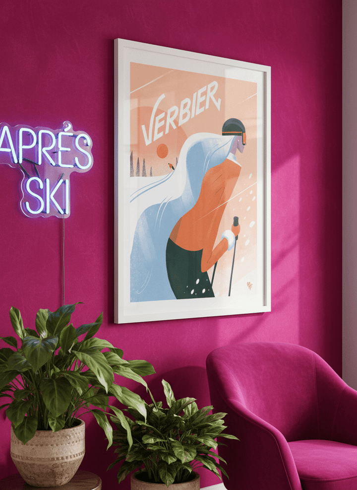 Bold wall art styled in a colourful, eclectic modern home