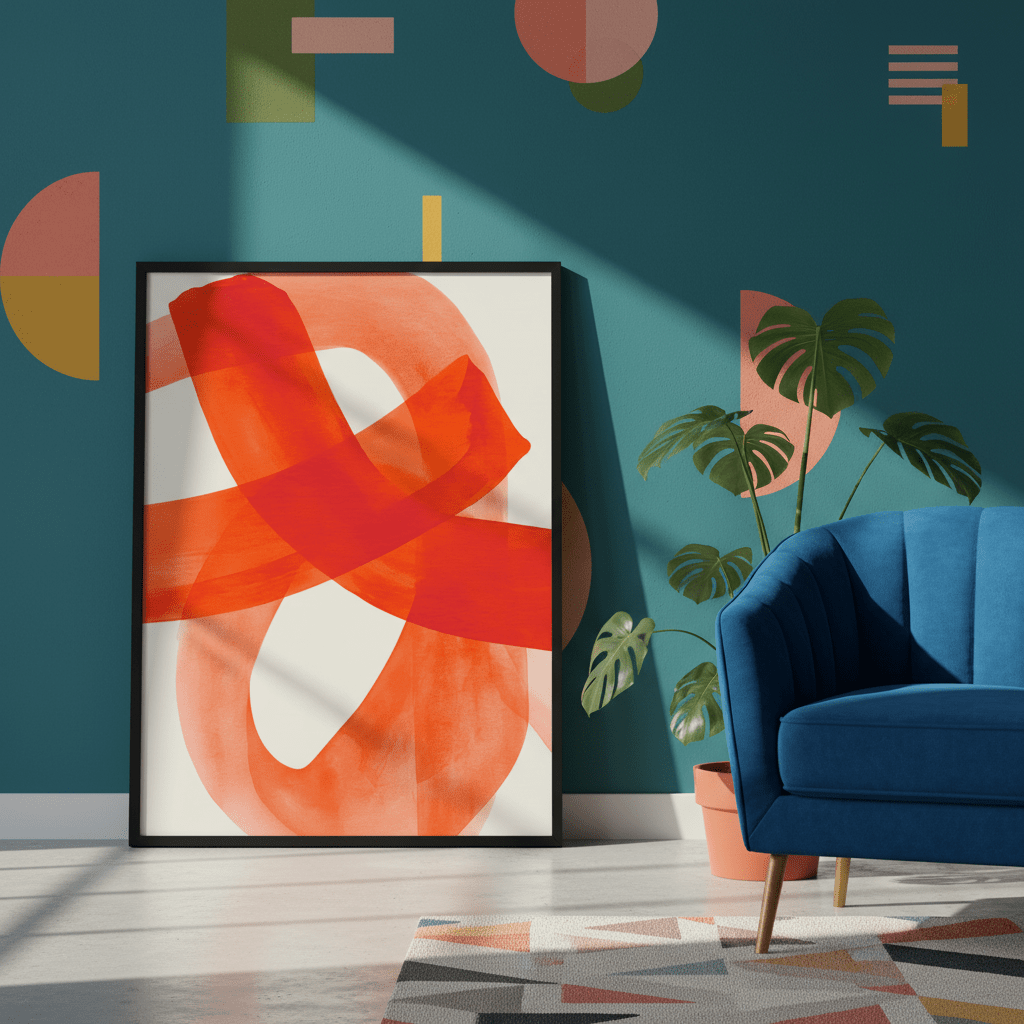 Vermilion Loop Abstract Print wall - art - picture - poster