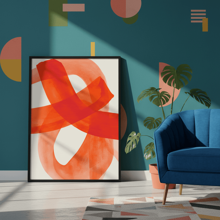 Vermilion Loop Abstract Print wall - art - picture - poster