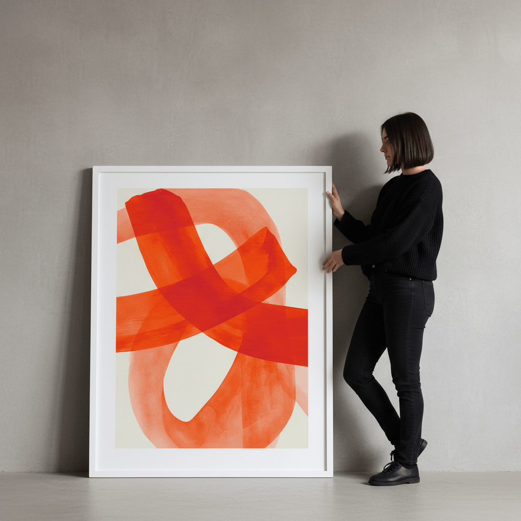 Vermilion Loop Abstract Print wall - art - picture - poster