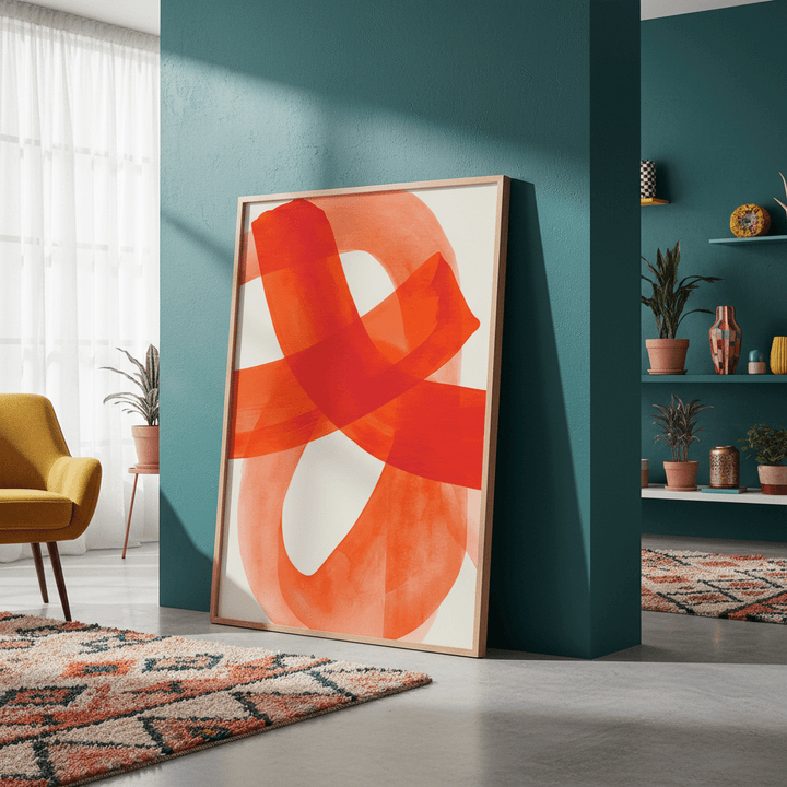 Vermilion Loop Abstract Print wall - art - picture - poster