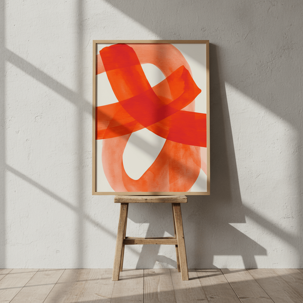 Vermilion Loop Abstract Print wall - art - picture - poster
