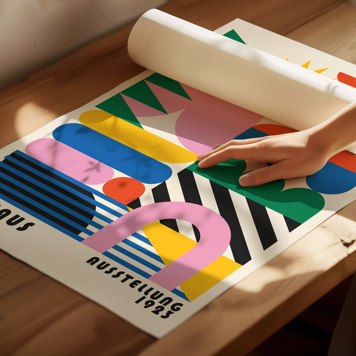 Vertical Retro Bauhaus Prism Coloured Duo wall - art - picture - poster