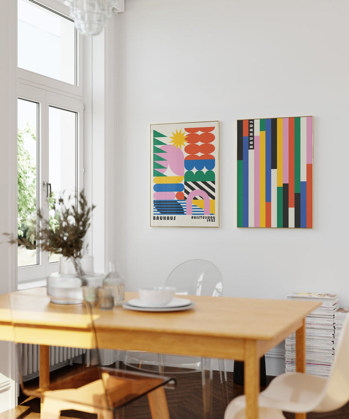 Vertical Retro Bauhaus Prism Coloured Duo wall - art - picture - poster