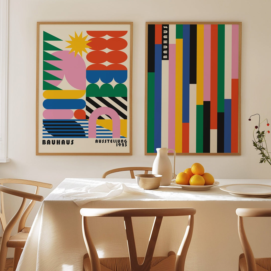 Vertical Retro Bauhaus Prism Coloured Duo wall - art - picture - poster