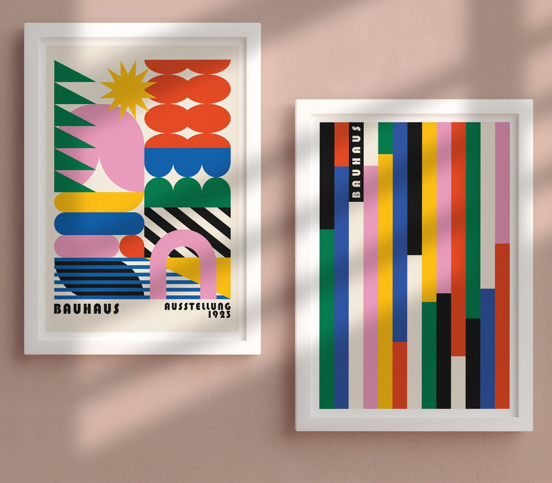 Vertical Retro Bauhaus Prism Coloured Duo wall - art - picture - poster