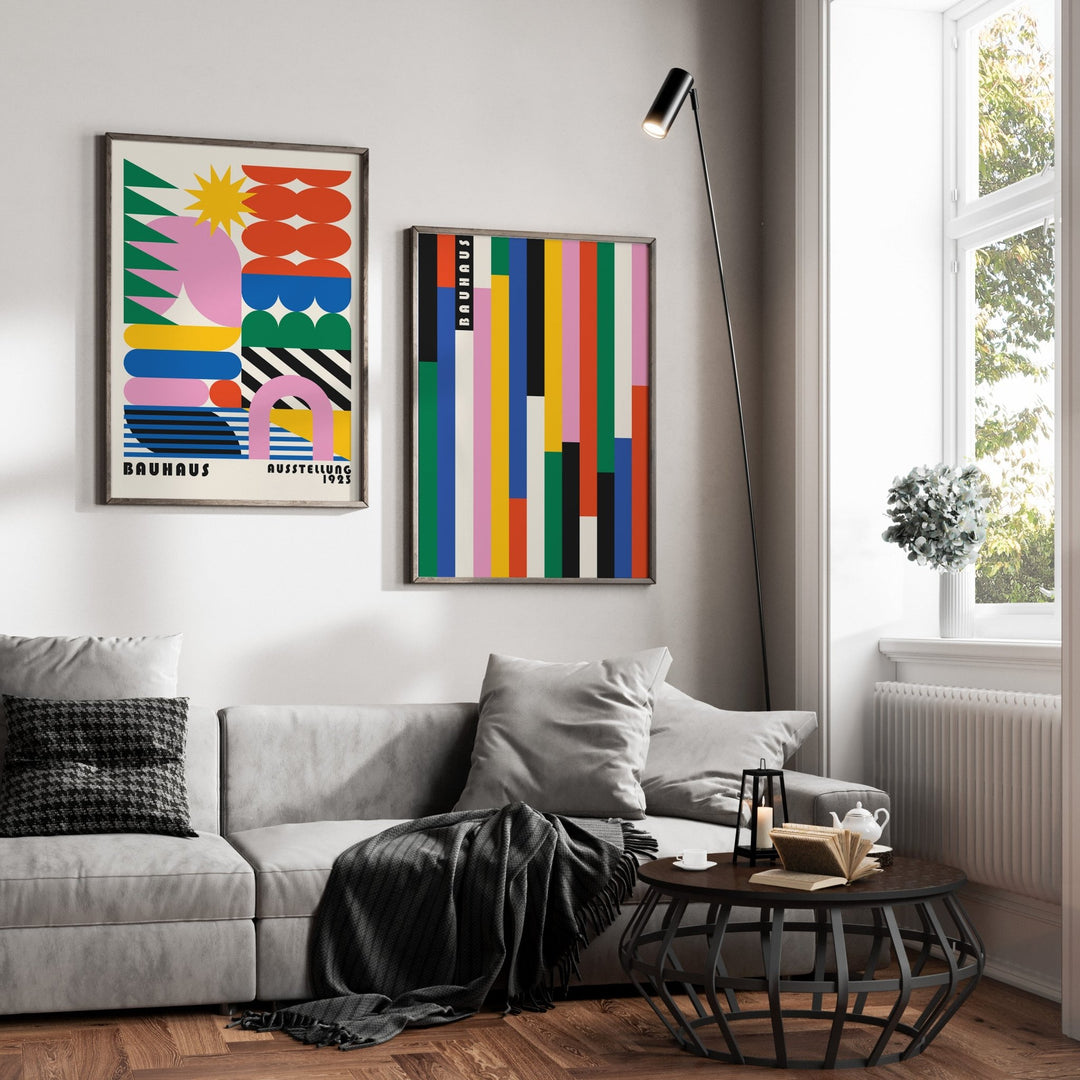 Vertical Retro Bauhaus Prism Coloured Duo wall - art - picture - poster