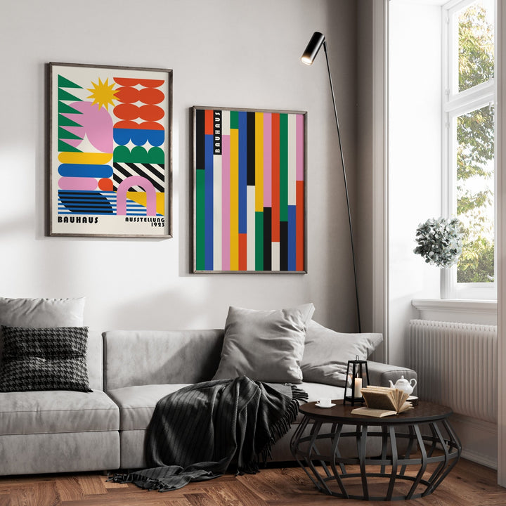 Vertical Retro Bauhaus Prism Coloured Duo wall - art - picture - poster